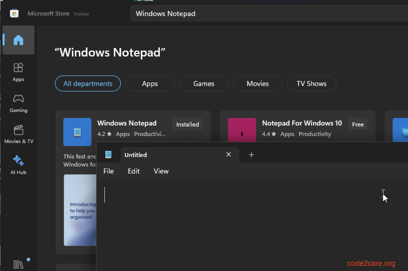 Open Notepad on Windows